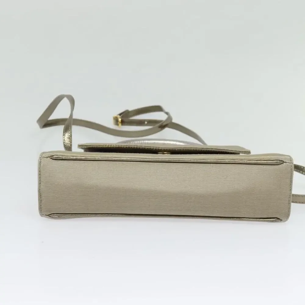 Salvatore Ferragamo Nylon Vara Handbag Beige